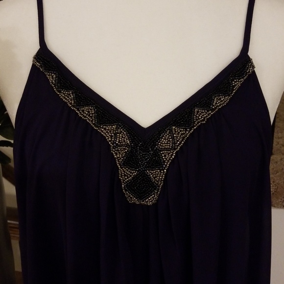 NWOT Beaded Neckline Chifon Shift Dress - Picture 3 of 3